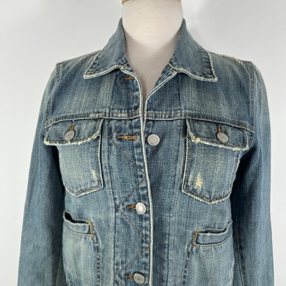 Vintage Abercrombie & Fitch Stone Washed Distressed Cropped Denim Y2K Jacket S - Picture 6 of 15